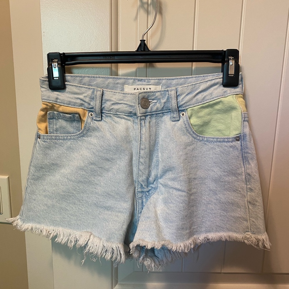 RARE sarah cameron s3 colorful shorts pacsun high rise festival jean shorts
